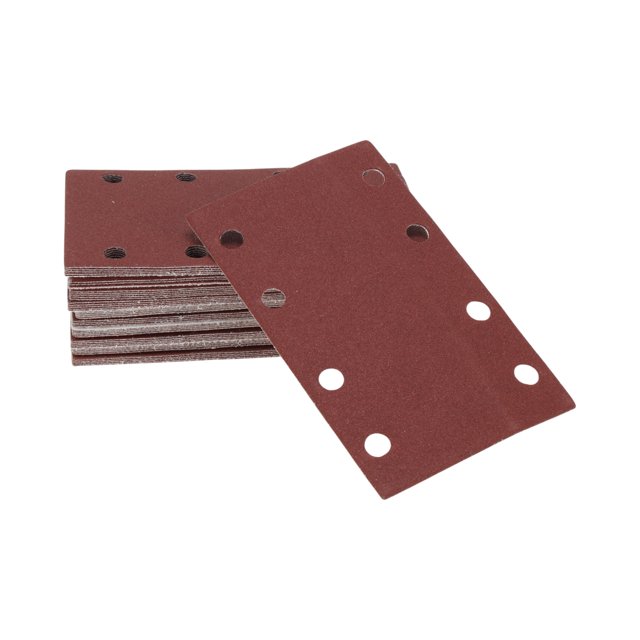 Ofertas Únicas 50 Pcs Papel de Lija Rectangular 8 Agujeros 320 Grano Hojas de Lijado de Gancho y Bucle Universal para Reacondicionamiento Automotriz Trabajos en Madera 133x80mm Óxido de Aluminio Rojo
