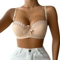 thumbnail image 2 of Lixiuxyad Lace Underwire Push Up Bra Demi Cup Smooth T Shirt Bra For Women Comfortable Adjustable Straps Support,Bras for Women Beige XL, 2 of 7
