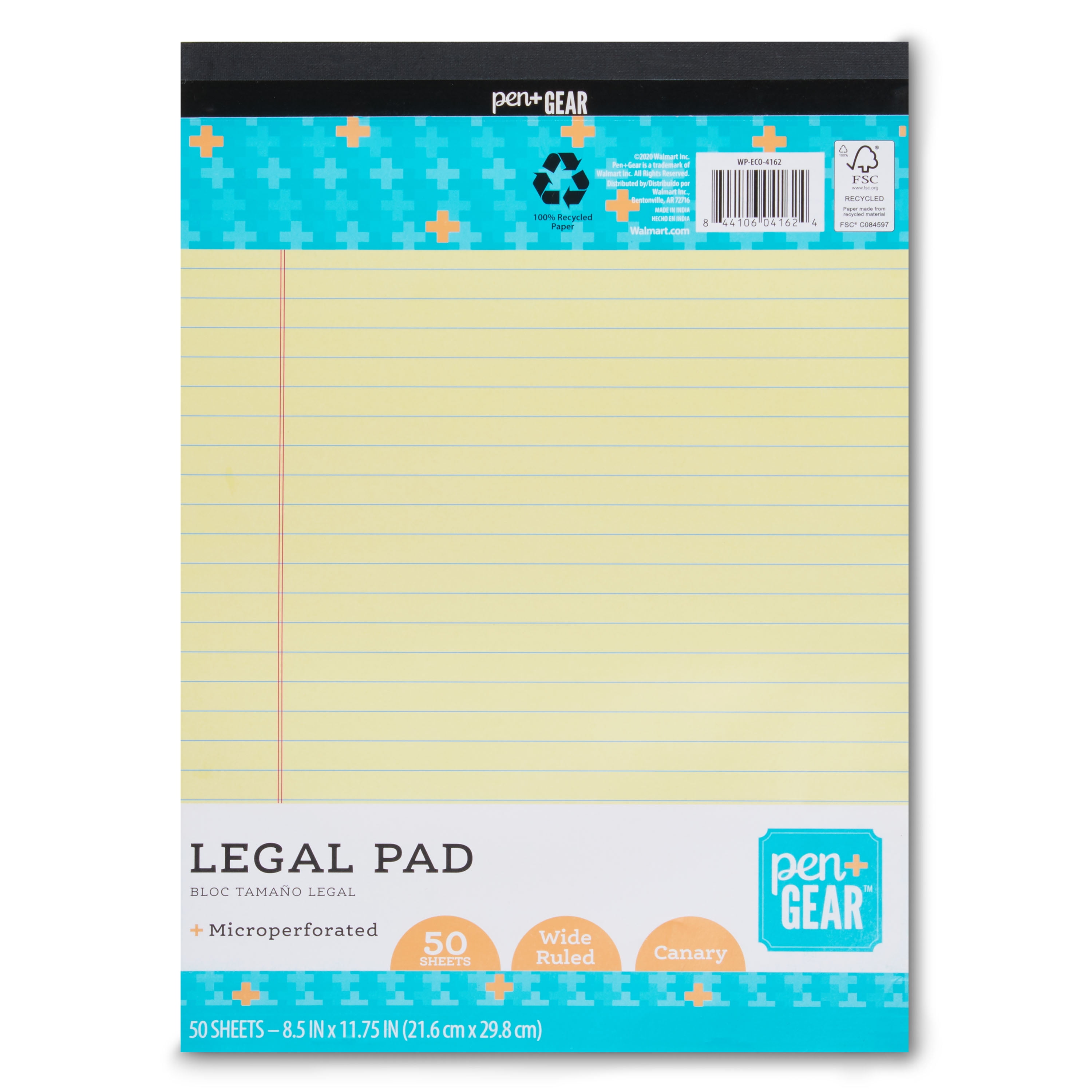 Professional Office Micro perforated Writing Pad Mintra Office Legal Pads - DOUBLE PAD 2PK, CANARY, 8.5in x 11in, WIDE RULED Notebook Paper for School College - 100 Sheets per Notepad