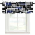 thumbnail image 4 of Kitchen Valances for Window, Navy Blue Black Geometric Lines Light Filtering Rod Pocket Valance Curtain, Abstract Modern Style Short Curtains Window Topper for Bedroom Bathroom Living Room 54x18in, 4 of 9