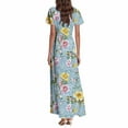 thumbnail image 5 of vigerkar Women's Flowy Chiffon Maxi Dress - Floral Print Beach Cover Up with V-Neck, Ruffle Sleeves for Vacation Blue, L, 5 of 7