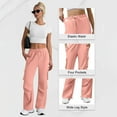 thumbnail image 5 of Sweatpants for Women Drawstring Elastic Waist Sports Multi-Pocket Casual Solid Color Cargo Joggers Sweatpants,Pants for Women Pink L, 5 of 6