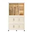 thumbnail image 3 of Portable Wardrobe Closet Storage Organizer 9 Magnetic Doors 9 Cubes 1 Hanging Rod 6 Hangers Baby Storage Cabinet Cream White American Luxury Modern Design, 3 of 14