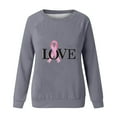 thumbnail image 3 of WREESH Women's Lightweight Love Letter Pink Ribbon Sweatshirt Breast Cancer Awareness Loose Fit Top Gray, 3 of 5