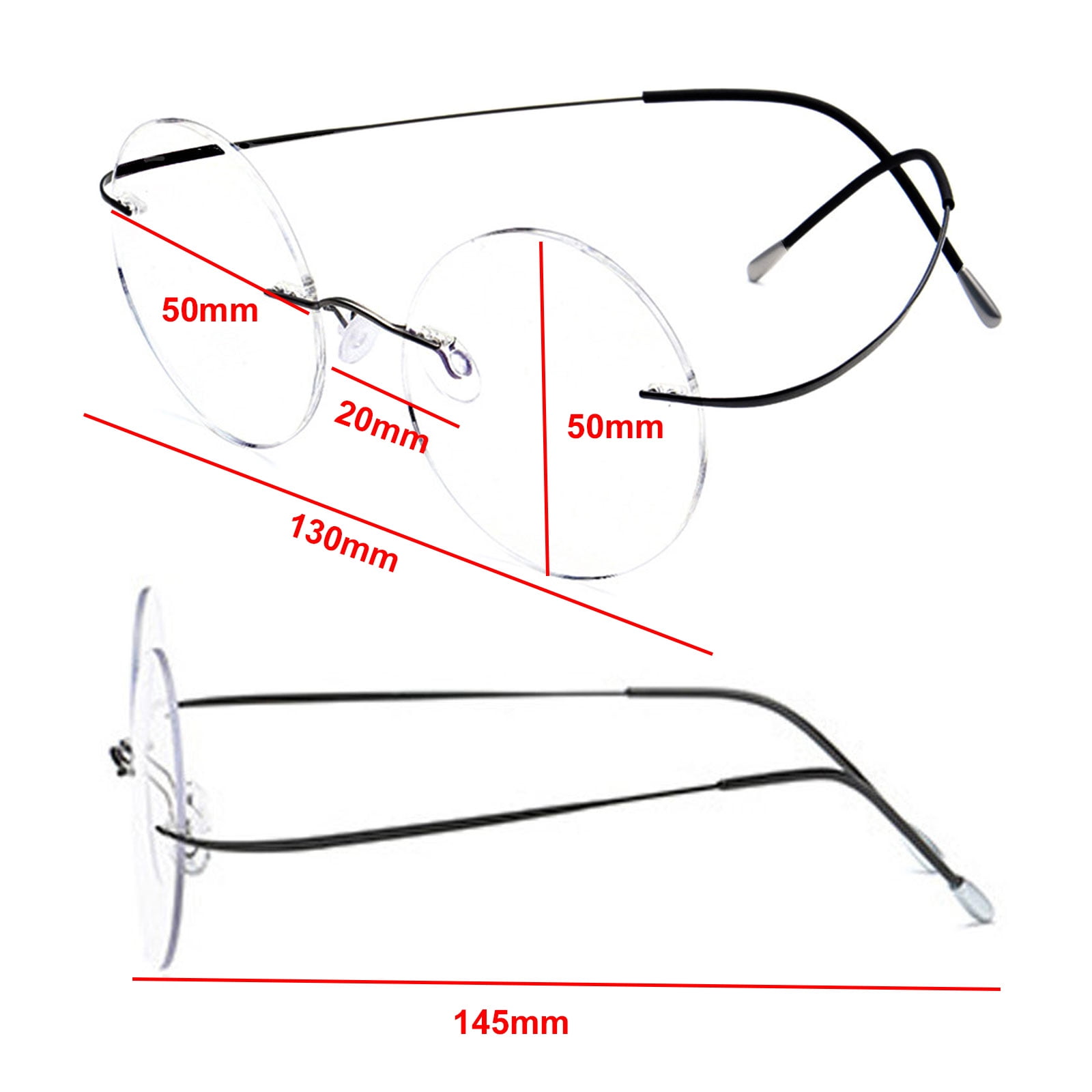 2 Pairs of Steve Jobs 48mm Retro Rimless Blue Light Blocking Oversized Reading Glasses 3.50 Mens Round Presbyopic Glasses Womens Lightweight Flexible Readers +3.5