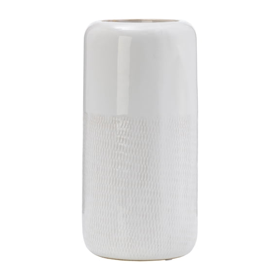 Sagebrook Home Ceramic 18"h Grooved Vase, Ivory