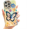 thumbnail image 6 of for iPhone Case,Luxury Blu-ray Glitter Butterfly ElectroPlated Camera Lens Protection Shockproof Phone Case (Blue,iPhone 13 Pro), 6 of 6