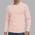 thumbnail image 2 of Men's Long Sleeve Striped T-Shirts Crew Neck Jersey Knit Top Classic Horizontal Stripe Regular Fit Pullover Soft Stretch Breathable Tee Casual Daily Wear Pajama, 2 of 6