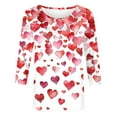 thumbnail image 5 of Valentine's Day Shirts for Women 3/4 Sleeve Spring Tops Love Hearts Print Crewneck Cute Casual Graphic Tee Tshirts (S, White 10), 5 of 5