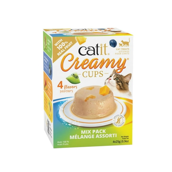 Catit Creamy Cups Variety Pack, Creamy Cat Treat, 4 x 25g