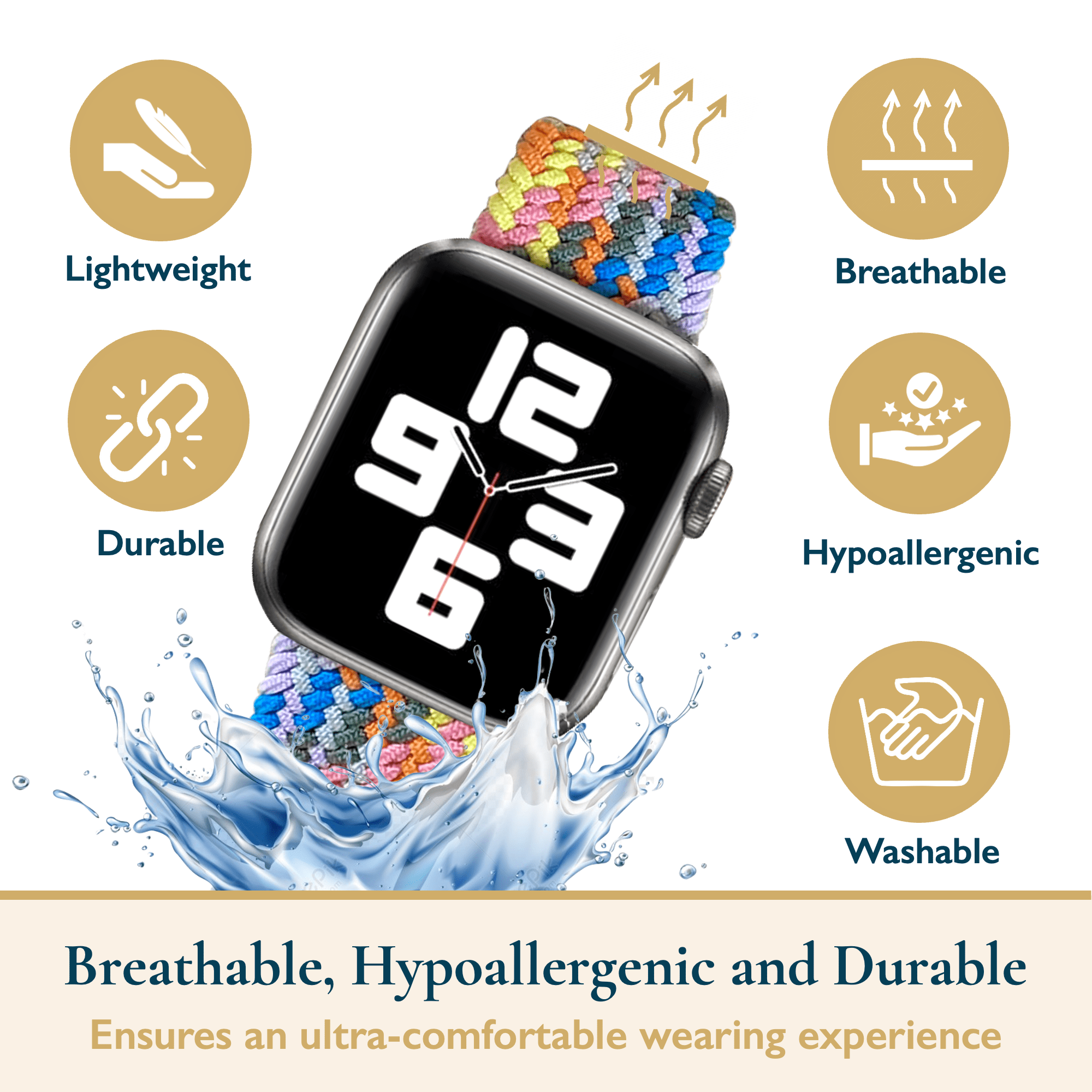 ComfiTime Apple Watch Band Stretchy Braided iWatch Watch Sport