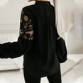 thumbnail image 4 of Besolor Womens Buttton down Shirts Trendy Floral Lace Splicing Long Sleeve Tops Casual Elegent Ladies Going out Blouses, 4 of 8