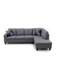 thumbnail image 3 of Star Home Living Corp Simon Tissu de Lin Face Droite Sectionnelle en Gris, 3 of 9