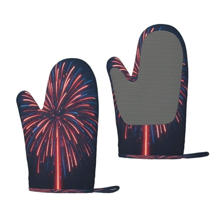 

Hirioo Fireworks3 for Silicone Oven Mitts for BBQ Baking Cooking Set of 2 Heat Resistant 260℃ Non-Slip Kitchen Essentials