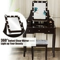 thumbnail image 5 of Costway Vanity Dressing Table Set w/ 10 Dimmable Bulbs Touch Switch Cushion Stool Brown, 5 of 11