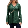 thumbnail image 2 of Lilgiuy Women Plus Size Casual V Neck Loose Solid Button Long Sleeve Tops for Business Office Work, 2 of 5
