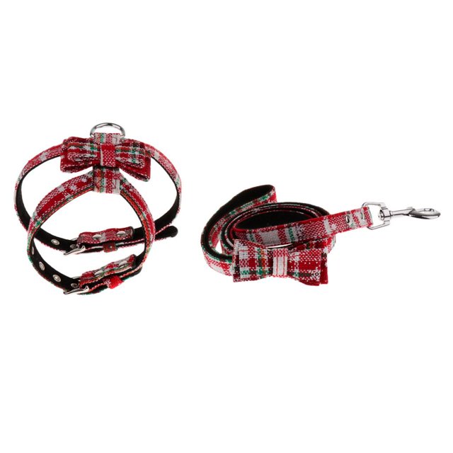 Correa ajustable del Arnés del perrito perfecl microfibra que camina cable de la correa Copos de nieve rojo