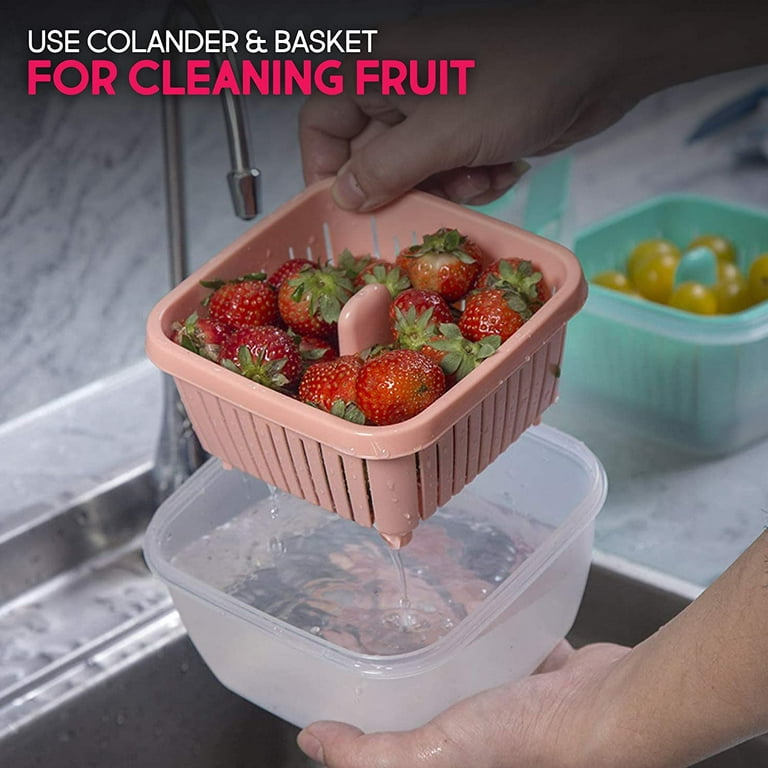 Large Berry Box, High Capacity Fruit Storage Containers for Fridge, Produce Container, Colander, Container with Lid, Refrigerator Organization,, Size