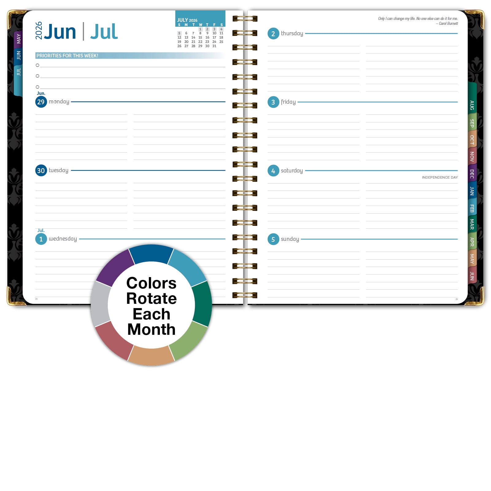 2026-2027 Excello Brands 8.5" x 11" Academic Year Hardcover Fashion Planner, Weekly/Monthly, 14 Month, Sugar Skull