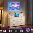 thumbnail image 6 of CRXX Dresser for Bedroom with Charging Station and LED, Sturdy Chest of Drawers with 8 Drawers and Two Open Shelves for Storage,Bedroom, Living Room,Hallway-White, 6 of 9