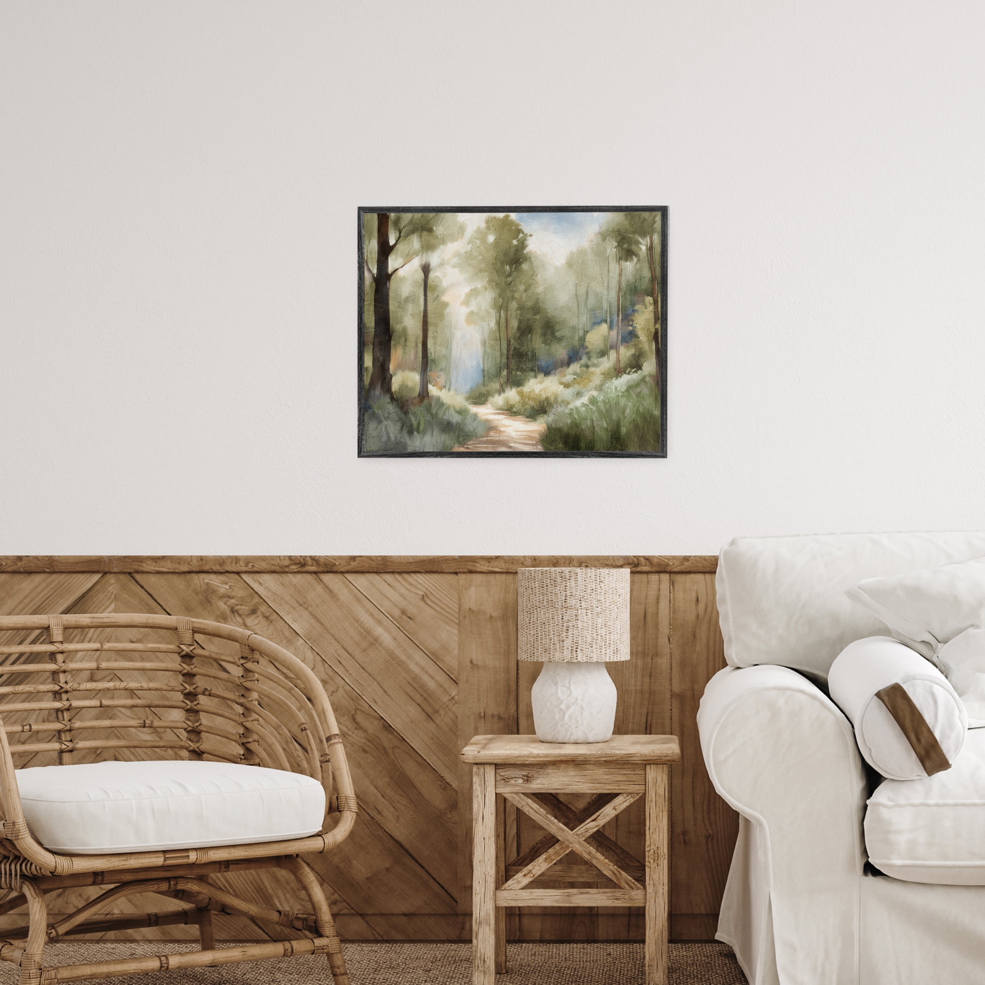 Hazy Atmospheric Walk Gray Framed Giclee Art, design by Kim Allen