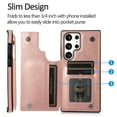 thumbnail image 5 of For Samsung Galaxy S23 Ultra Wallet Case with Card Holder, Premium PU Leather Kickstand Credit Card Slots Case,[RFID Blocking] Double Magnetic Clasp Back Flip Durable Shockproof Cover, Rosegold, 5 of 16