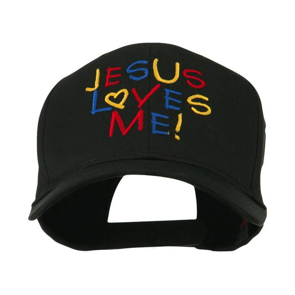 Jesus Loves Me Embroidered Cap - Black OSFM