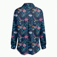 thumbnail image 4 of Towmus Button Down Shirts for Women Dressy Floral Printed Roll Up 3/4 Long Sleeve Loose Blouse Business Casual Work Tops, 4 of 5