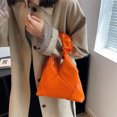 thumbnail image 5 of Nuevo bolso de hombro de PU portátil para mujer con diseño de nicho francés plisado en forma de nube rómbica color naranja, 5 of 5