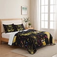 thumbnail image 5 of King Quilt Set 96''x106'', Happy New Year Lightweight Summer Bedspread Coverlet Set with 2 Pillow Shams, Colorful Modern Abstract Art Breathable All Season Quilt Bedding for Bedroom/Guest Room, 5 of 9