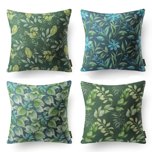 Phantoscope Season Series Double Side Decorative Throw Pillow Covers, Summer Green Season, 18" x 18", Set of 4