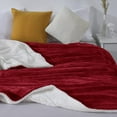 thumbnail image 4 of Wangbujianwang Sherpa Fleece Throw Blanket Twin Size for Couch - Thick and Warm Fluffy Blankets for Winter, Soft and Fuzzy Twin Blanket for Bed and Sofa,Burgundy,Twin--60" x 80", 4 of 6