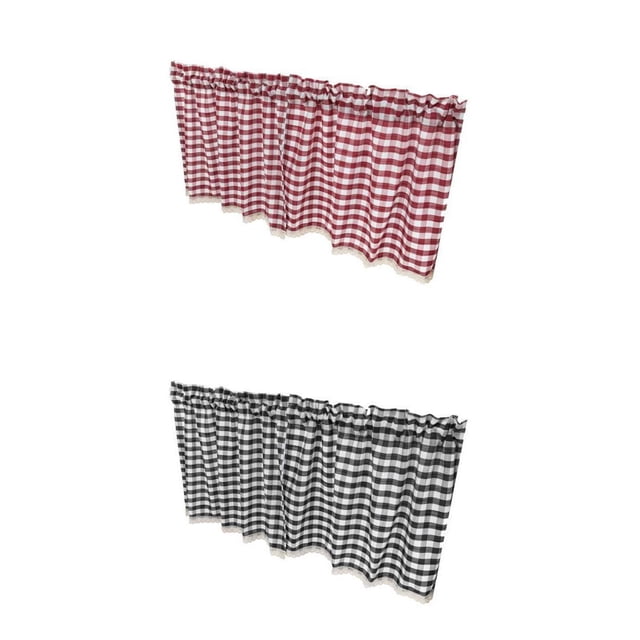 Cortinas de Café Zulema 2 Piezas con Cenefa para Ventana Rural 51 x 16 Pulgadas