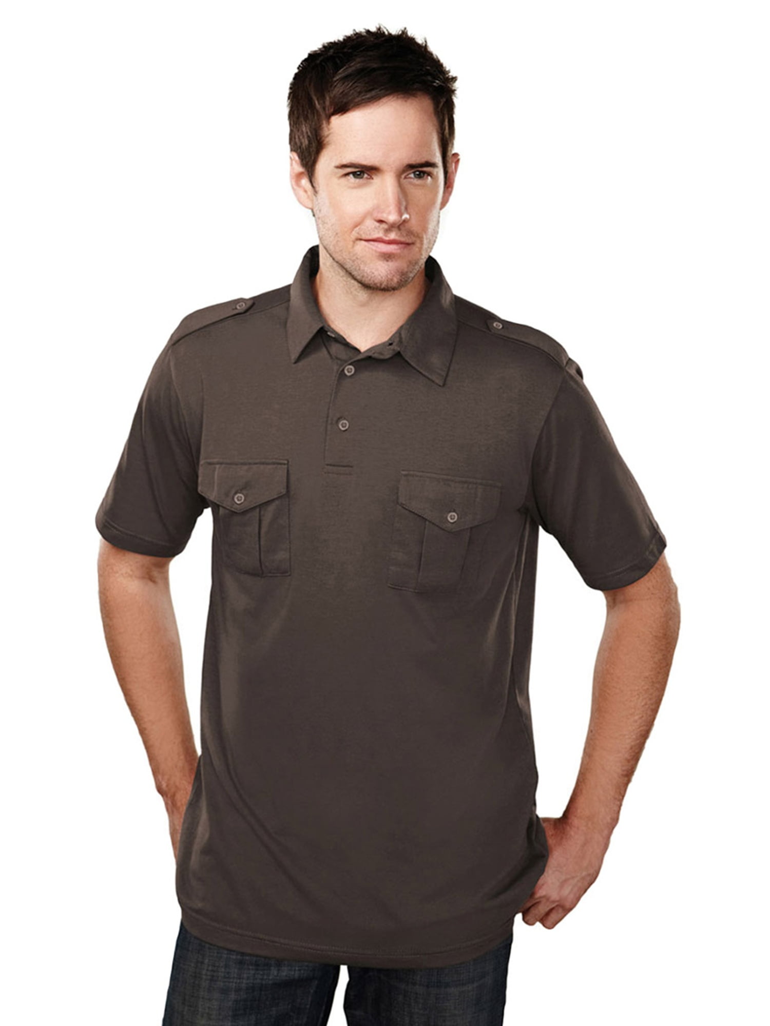 Tri-Mountain - Tri-Mountain Men's Three Button Cargo Pocket Polo Shirt Shirt - Walmart.com 