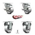 thumbnail image 2 of 3 Inch Semi Steel Swivel Top Plate Caster Set with 2 Brakes 2 Rigid SCC, 2 of 2