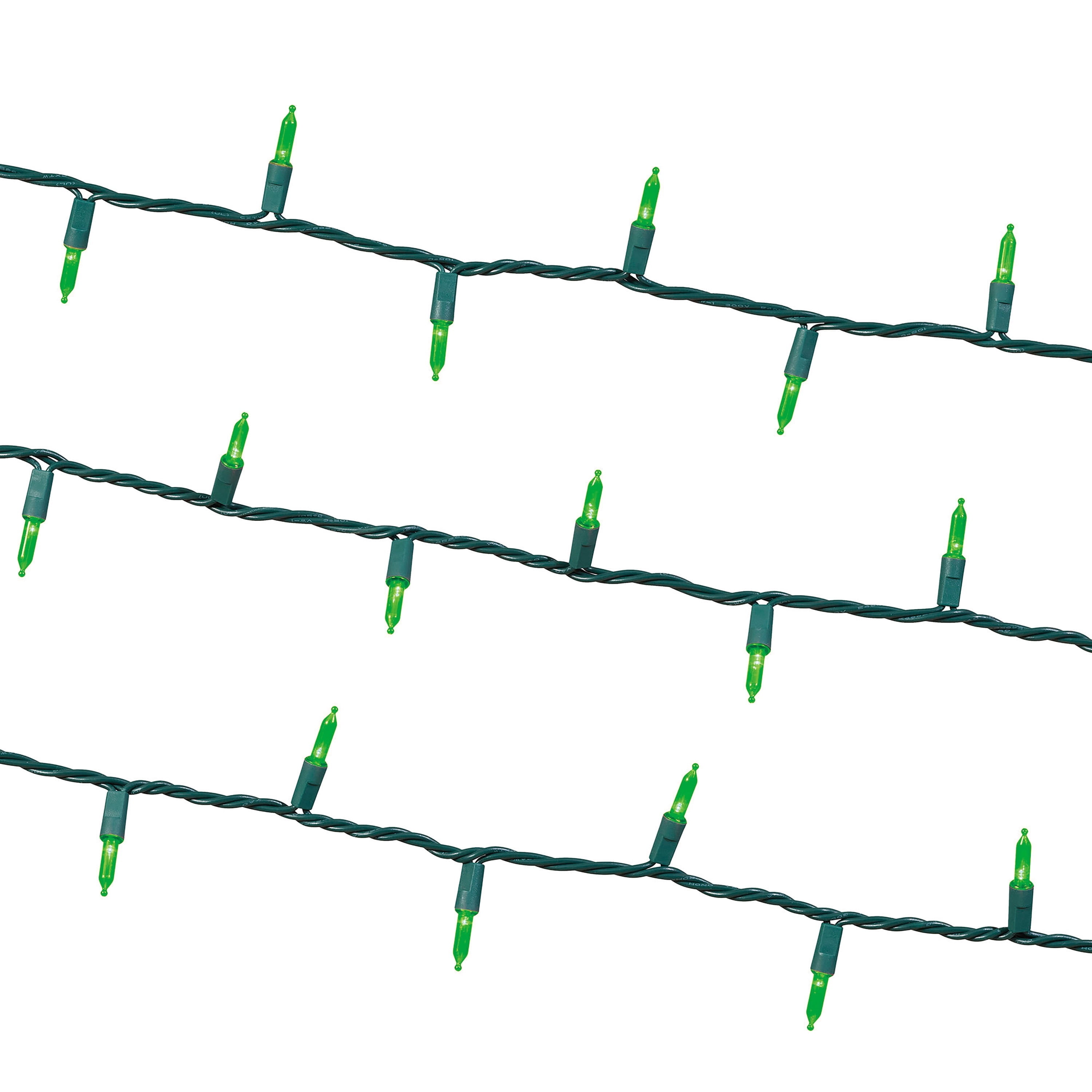 Indoor/Outdoor 100-Count LED Mini Christmas String Lights, Green, Green Wire, 19.5', by Holiday Time