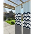 thumbnail image 3 of nqOlkjepod Outdoor Curtains for Patio Waterproof, Black Chevron Outdoor Privacy Panels Grommet, Geometric Blue White Sea Wavy Striped Blackout Outside Curtains for Porch/Cabana 54"x95", 2 Panels, 3 of 8