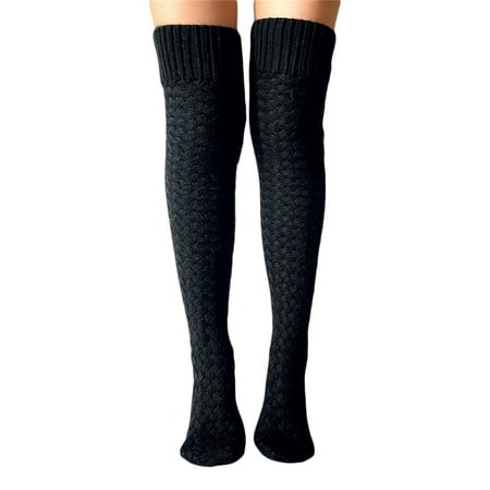 

Meihuida Women Knee High Socks Cable Knit Over Knee Socks Long Socks Striped Socks Thigh High Stockings Leg Warmers Cotton Stocking