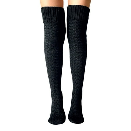 

Meihuida Women Knee High Socks Cable Knit Over Knee Socks Long Socks Striped Socks Thigh High Stockings Leg Warmers Cotton Stocking