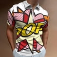thumbnail image 2 of POP Comic Book Pop Art Flash Cool Graphic Men Zipper T-shirt Summer Casual Short Sleeve T-shirt Top, 2 of 7