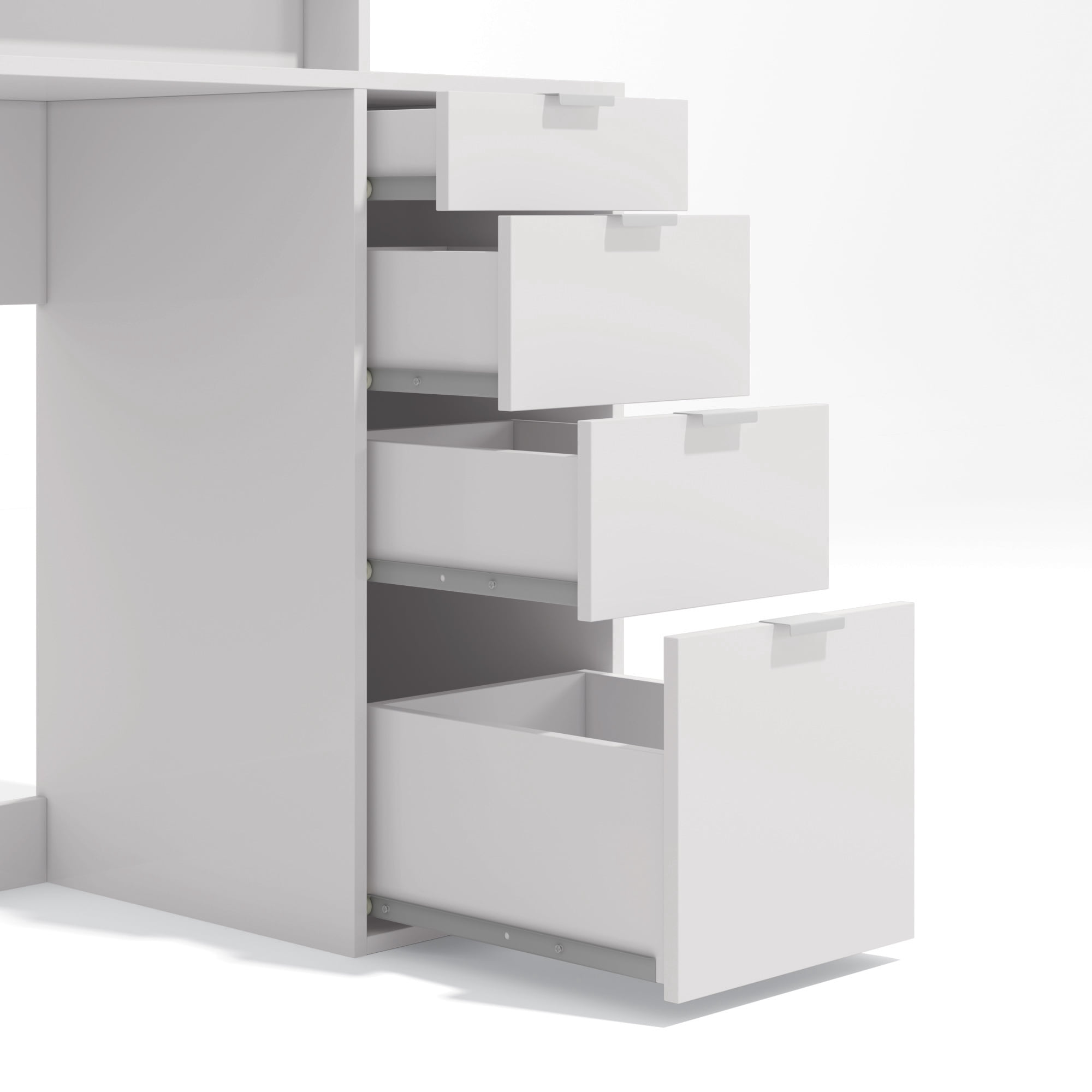 Kappesberg Sariana White Makeup Vanity Desk with Mirror and Drawers – 47.2'' Wide
