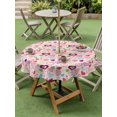 thumbnail image 3 of Outdoor Tablecloth with Umbrella Hole and Zipper, Valentine's Day Round Table Cloth 60 Inch Waterproof Tablecloth, Pink Heart Love Modern Country Picnic Table Cover for Patio Camping, 3 of 7