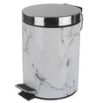 thumbnail image 1 of Home Basics White Faux Marble Bathroom Accessory (Garbage Can), 1 of 5