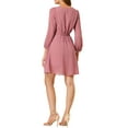 thumbnail image 4 of INSPIRE CHIC Women's Solid Cute V Neck Half Sleeve Flowy a-Line Chiffon Dress L Pink-a, 4 of 8