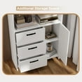 thumbnail image 3 of 71" Tall Bookshelf with 3 Drawers, Bookcase with 3-Tier Open Shelves, Wooden Book Shelf with Storage Cabinet for Living Room, Bedroom, Entrance Hallway, White, 3 of 8