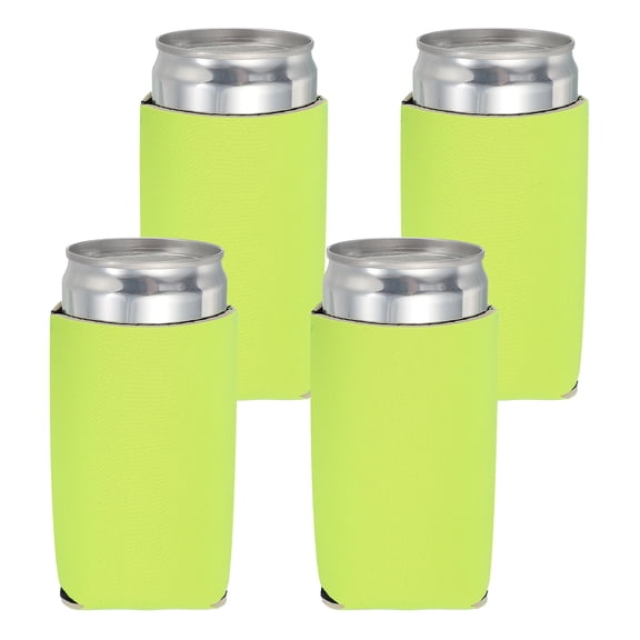 Uxcell 4 Pcs Can Cooler Sleeve, 12oz Insulated Neoprene Beer Bottle Cooler Covers Non-slip Soda Can Sleeves Standard Drink Holder for Beer Soda and Water Bottles, Fluorescent Yellow