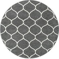 thumbnail image 3 of Unique Loom Trellis Frieze Collection Area Rug - Rounded (8' Round Dark Gray/Ivory), 3 of 7