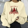 thumbnail image 2 of idosla Merry Christmas Sweatshirt for Women Drop Shoulder Long Sleeve Christmas Tree Pullover Lightweight Shirt (Beige, XL), 2 of 4