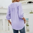 thumbnail image 5 of Women's Casual 3/4 Sleeve Henley V-Neck Button Up Pleated Back Blouses Swiss Dot Blouse Tops T-Shirts, 5 of 5