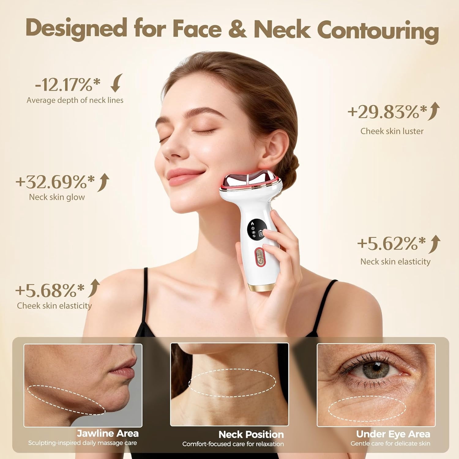 7-in-1 Hot & Cold LED Red Light Therapy Face & Neck Massager- Electric Gua Sha Facial Device with Microcurrent EMS, Vibration & Skin Tightening Tool for Anti-Aging, Firming & Fine Lines